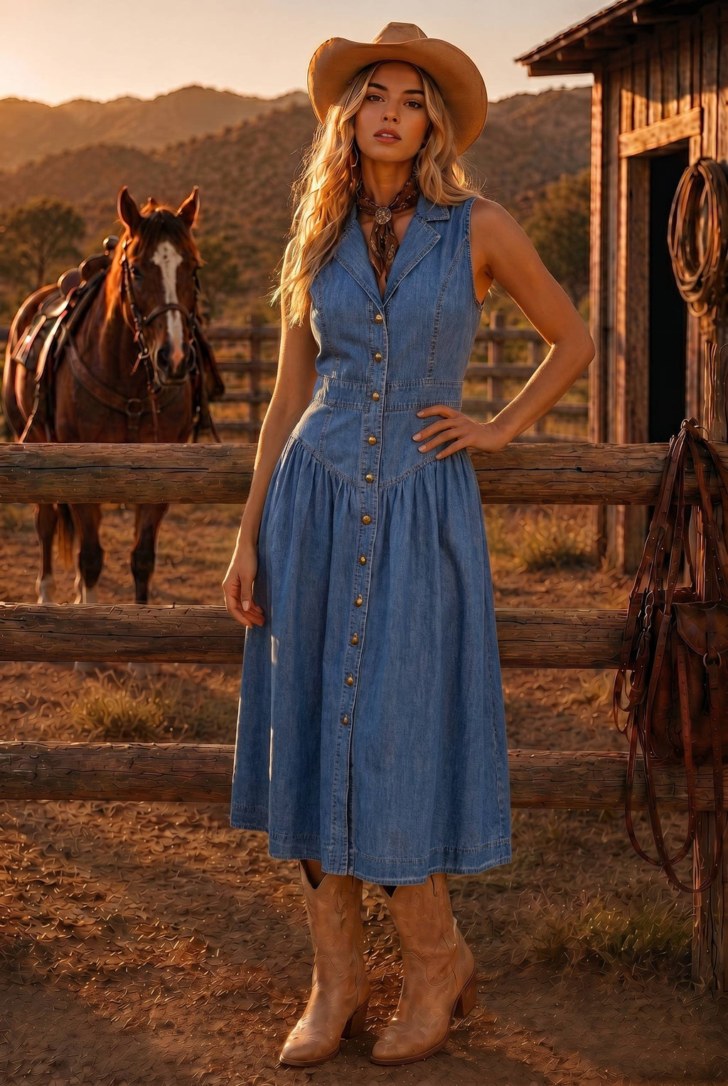 Nora Denim Midi Dress